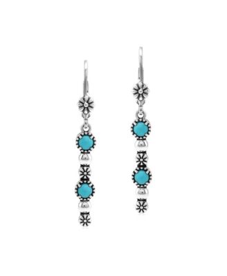 Sleeping Beauty Turquoise Linear Lever Back Earrings in Sterling Silver