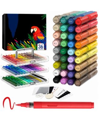 Acrylic Paint Markers Complete Art Kit Automatic Ink Control Storage Box