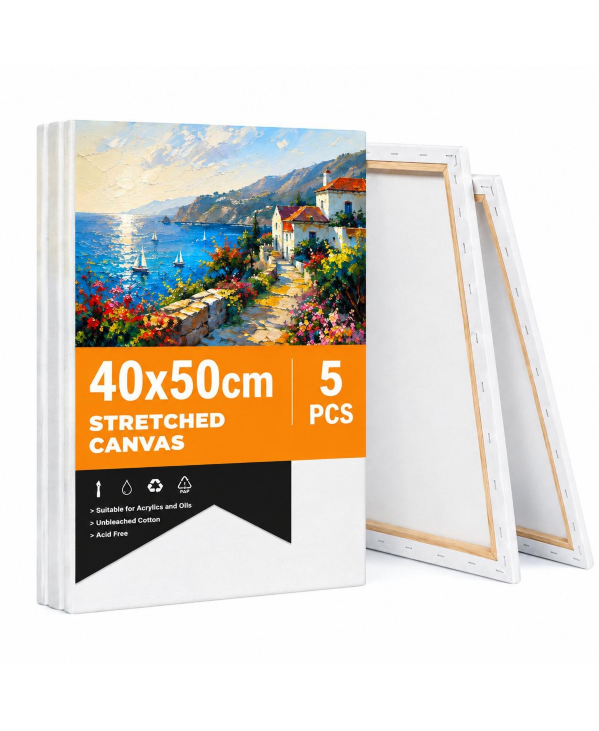 Lowking Pure Cotton Stretched Blank Art Canvases Triple Primed Multi Medium Ready to Use