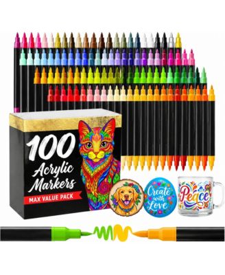 Dual Tip Acrylic Paint Markers Brush Fine Tip Multi Surface Art Pens