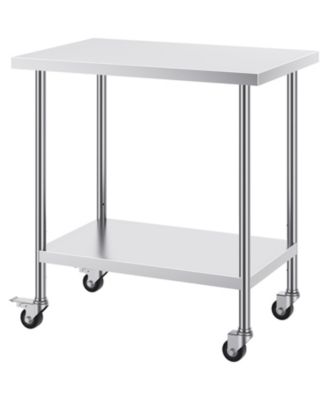 24 x 36 Inch Stainless Steel Kitchen Work Table with 4 Wheels