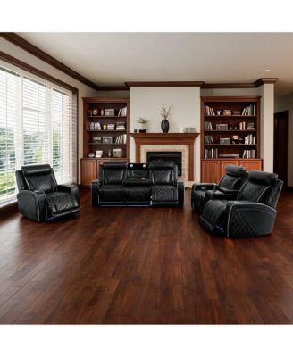 Multi-Functional Recliner Sofa Set with Storage, Cup Holders and Wireless Charging, Adjustable Couch for Living Room