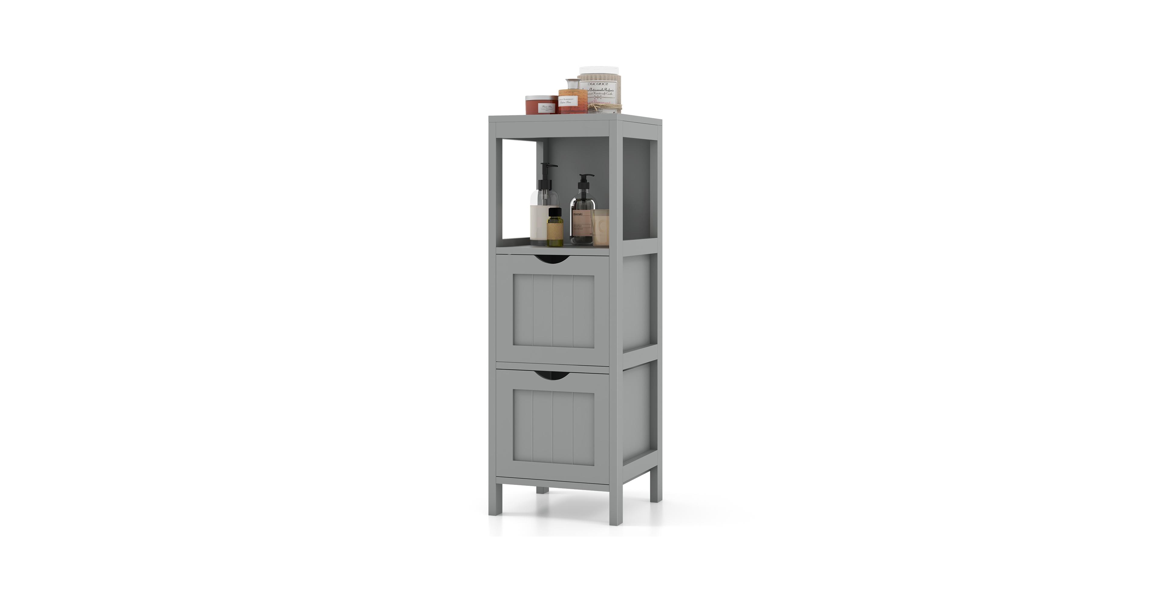 Sugift Freestanding Storage Cabinet with 2 Removable Drawers for Bathroom