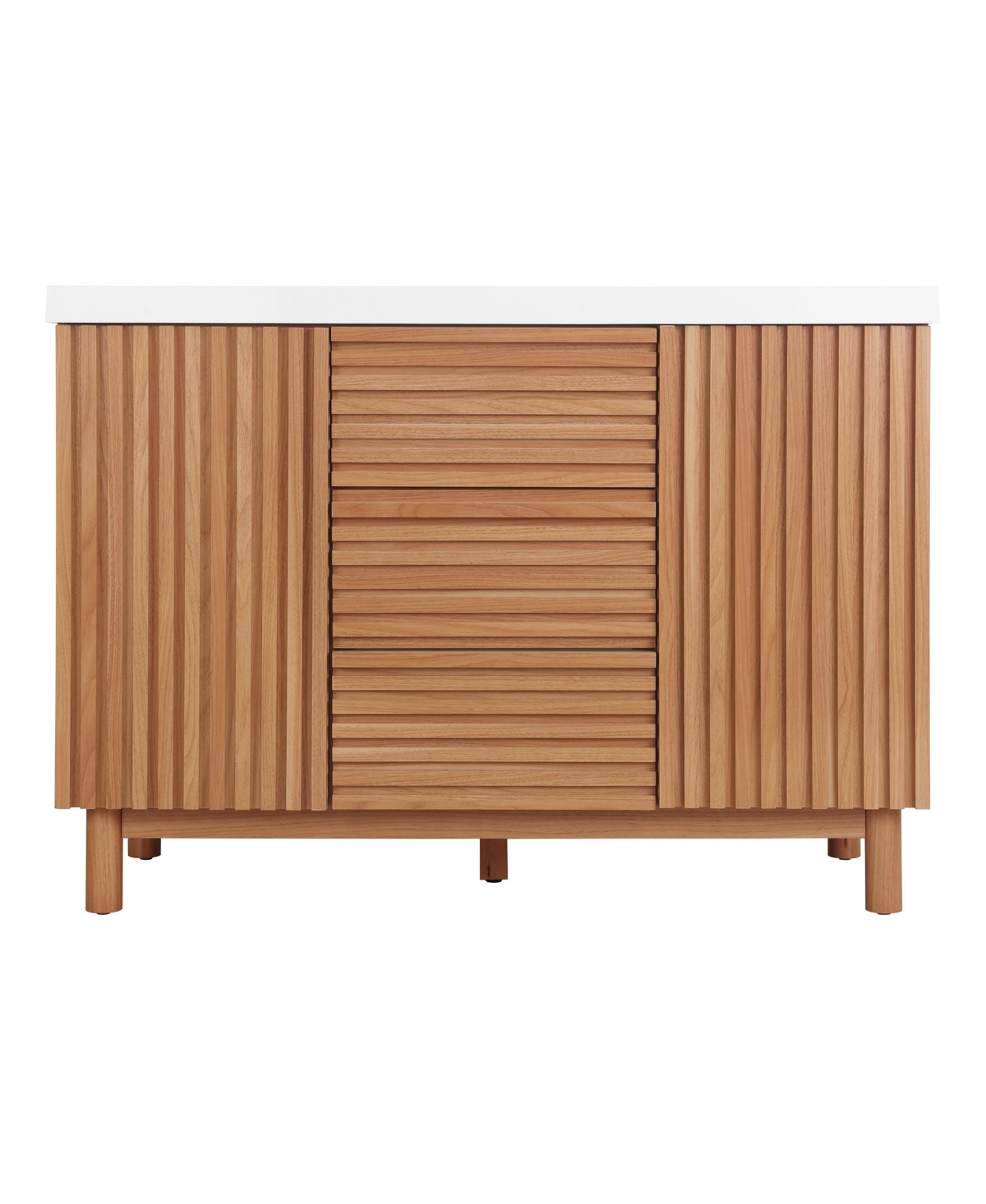 Sillysis 47.2 Inch Freestanding Bathroom Vanity, Mdf Cabinet with Solid Wood Legs, Smc Single Sink Top, Integrated Finger Pull, Assembly Required - Wo
