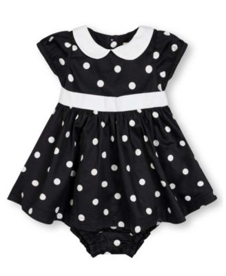Baby Girls' Peter Pan Collar Puff Sleeve Party Cotton Sateen Dress