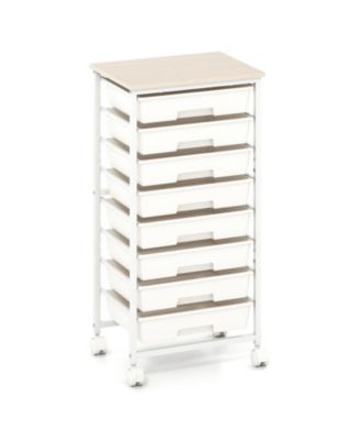 8-Drawer Rolling Craft Storage Cart with Wooden Tabletop