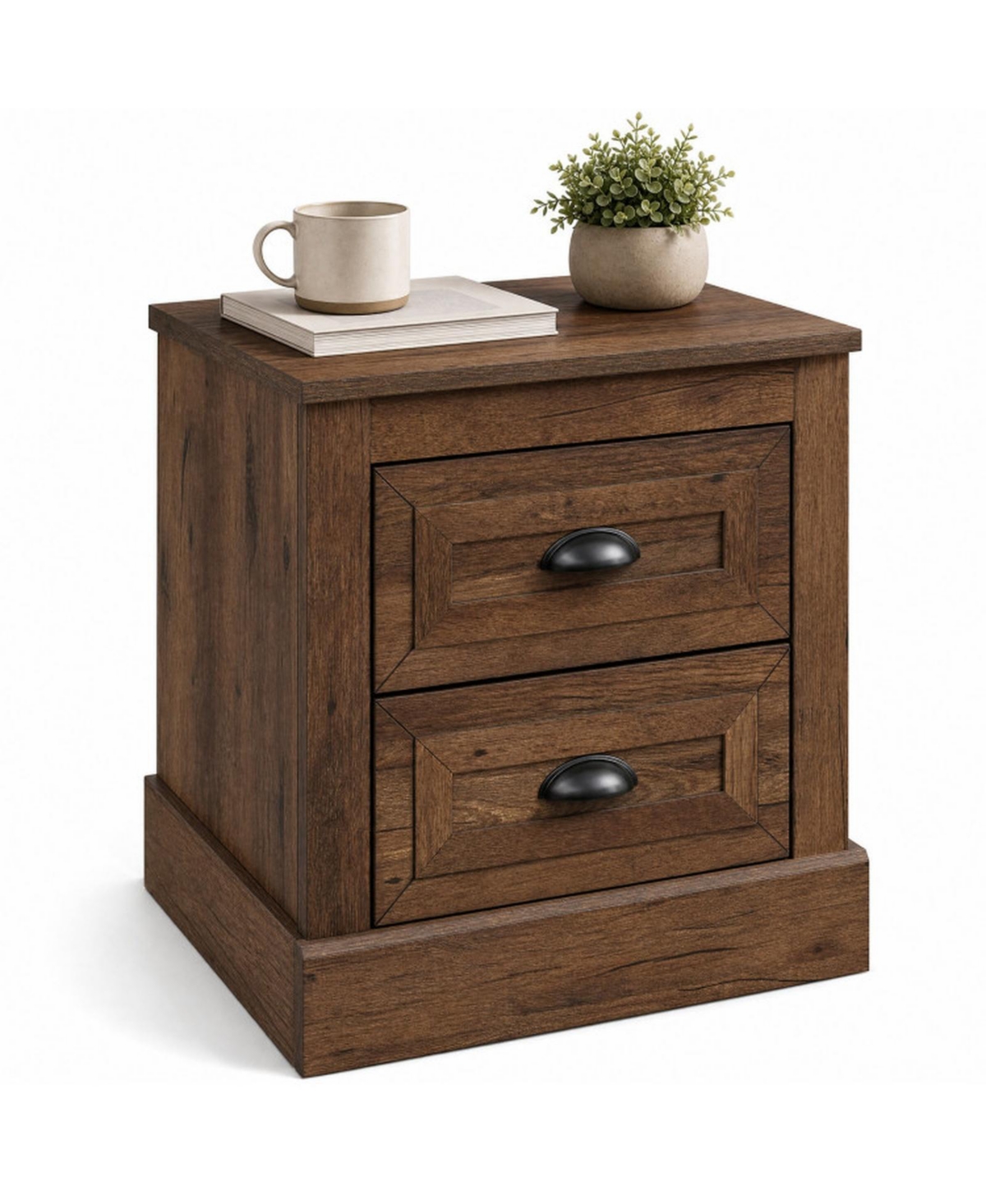 Sugift Farmhouse Nightstand with 2 Drawers and Storage for Living Room Bedroom