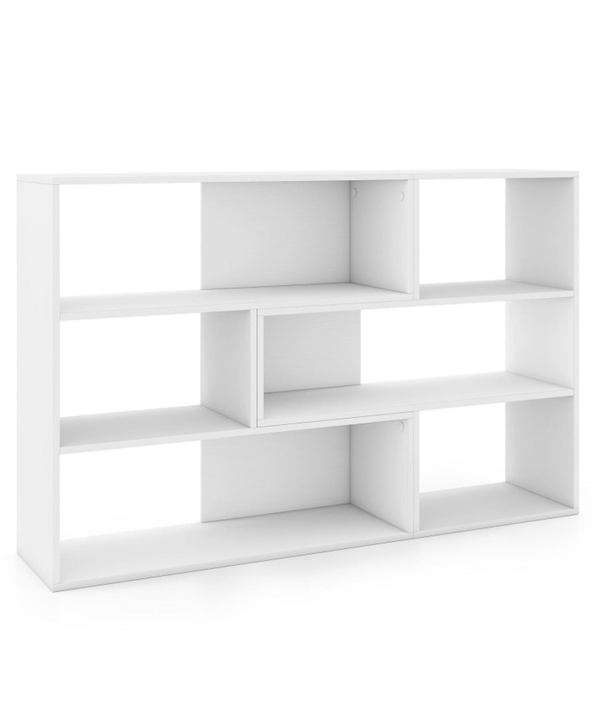 Sugift Concave and Convex Bookshelf Set with 3 Open Shelves and Anti-Toppling Device for Living Room