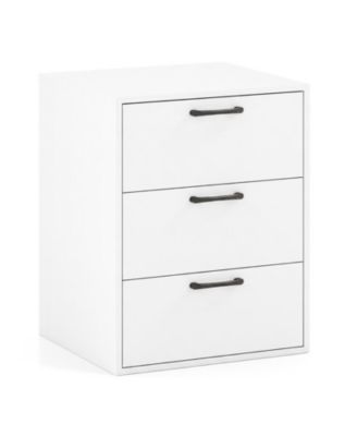 3-Drawer Nightstand with Wood Grain Finish and Storage for Living Room Bedroom Study
