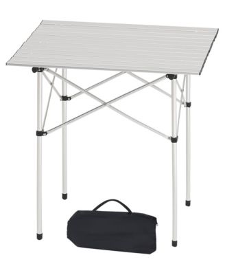Roll Up Folding Camping Table with Aluminum Top and Carry Bag