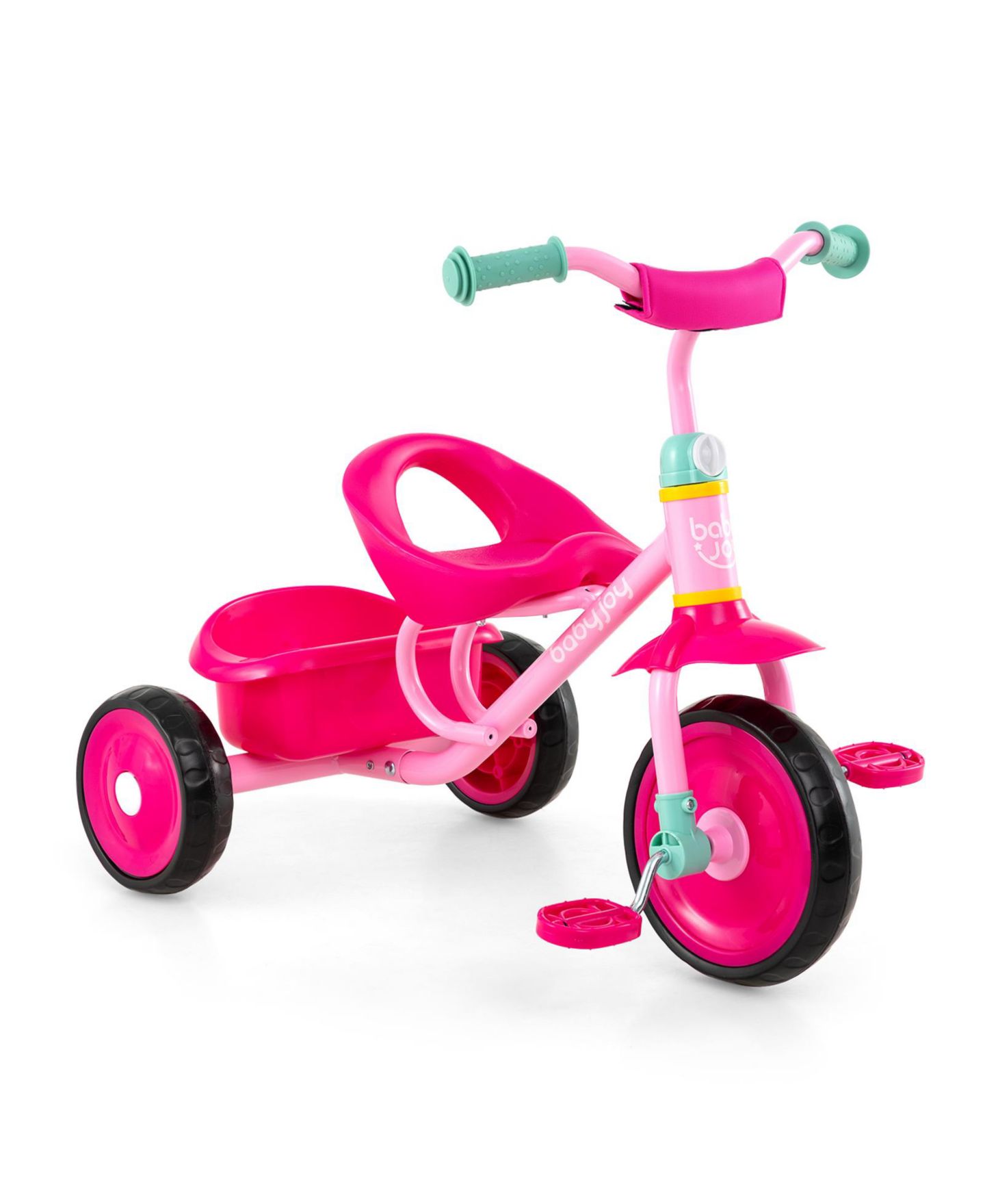 Детская игрушка Costway Toddler Tricycle with Removable Storage Basket, Indoor/Outdoor, 55 lbs Capacity, 2–5 лет, цвет: Розовый — фото 3