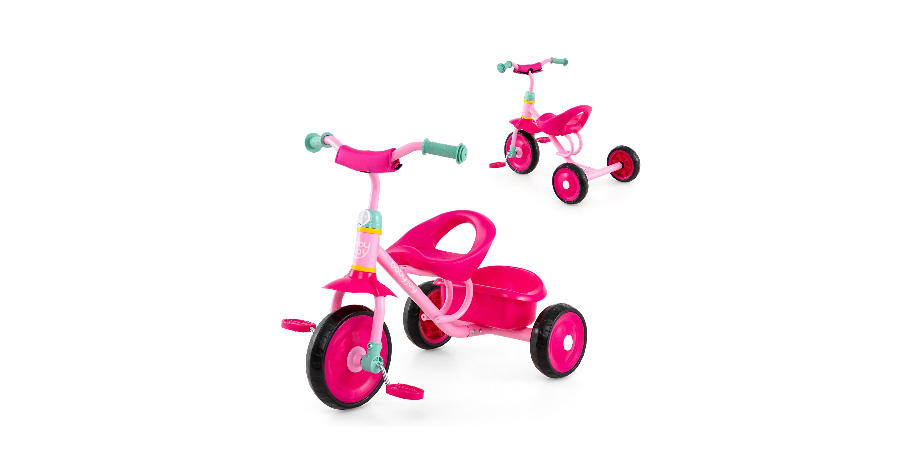 Costway Toddler Tricycle with Removable Storage Basket, Indoor/Outdoor, 55 lbs Capacity, Ages 2-5