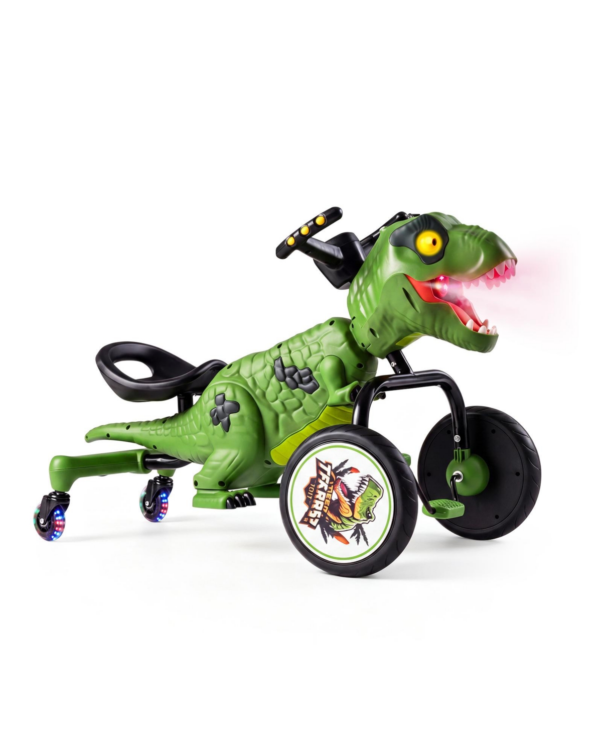 Costway Dinosaur Drift Tricycle with 360-Degree Drift Mode and Lights, Ages 3â8 - Green