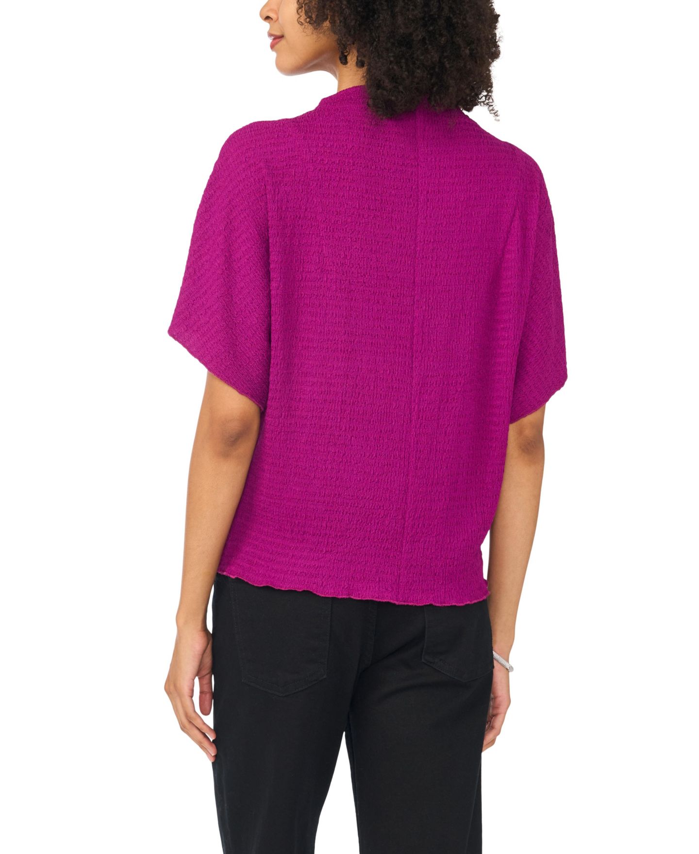 Женский топ Vince Camuto Textured High Neck Wide Sleeve, цвет: Фуксия — фото 4