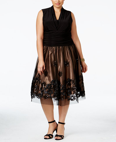 SL Fashions Plus Size Embellished Fit & Flare Dress