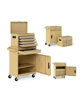 2-in-1 Rolling Steel Tool Chest Featuring 5 Lockable Drawers