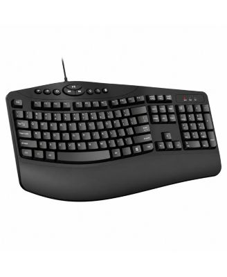 Wired Ergonomic Full-Size Keyboard with Wrist Rest for PC/Mac
