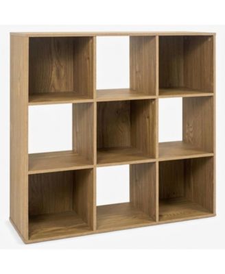 9-Cube Bookshelf with Mixed-Depth Open Compartments