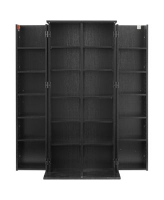 6-Tier Media Storage Cabinet Featuring Dust-Shielding Doors