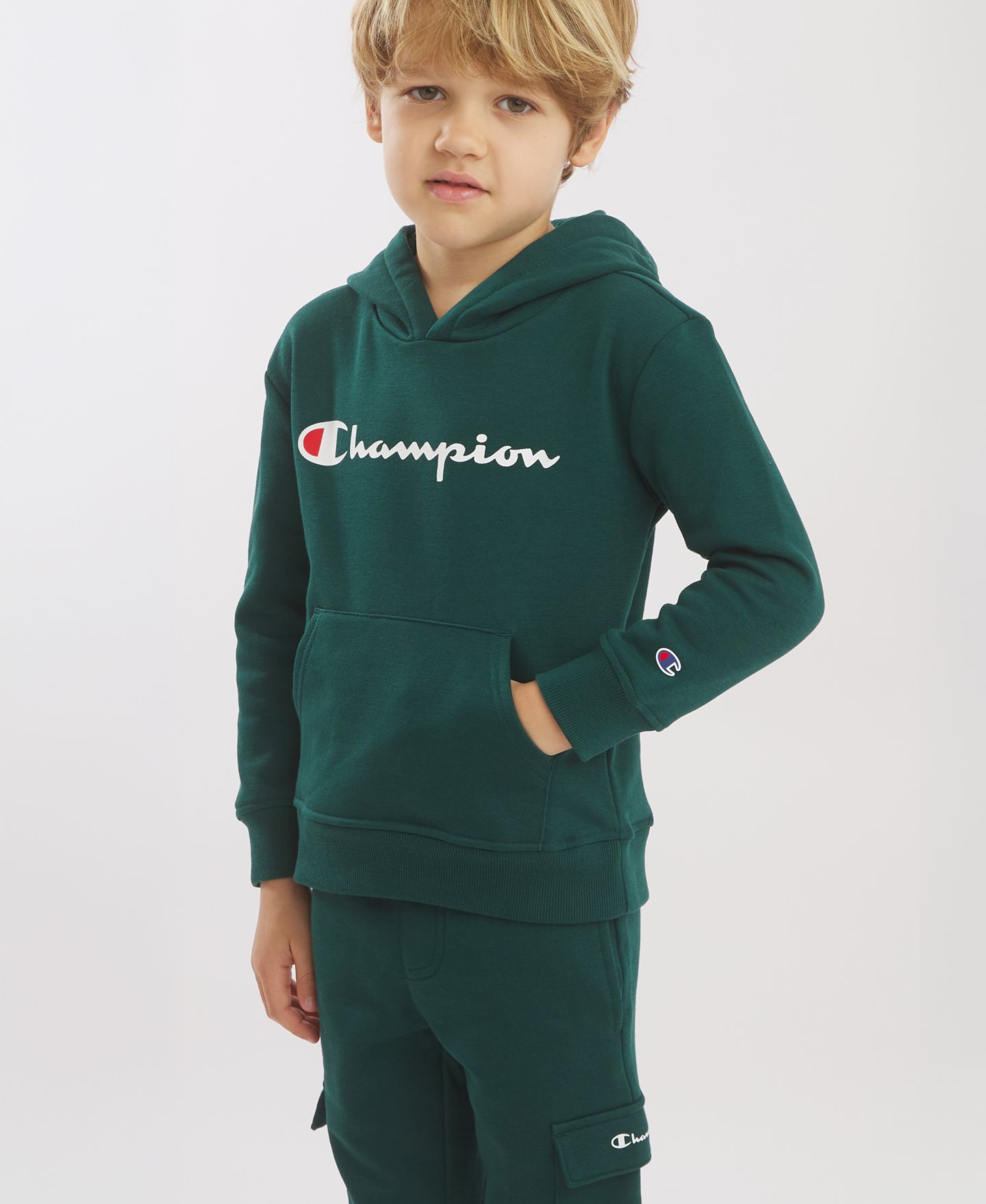 Комплект Champion Signature Logo Hooded Cargo Hoodie and Joggers, 2-Piece Set для мальчиков, цвет: Botanical — фото 5