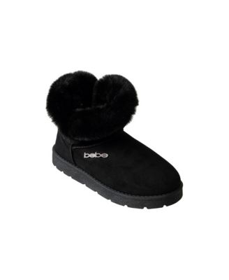 Women's Winter Boots with Faux Fur Trim and Rhinestone Logo