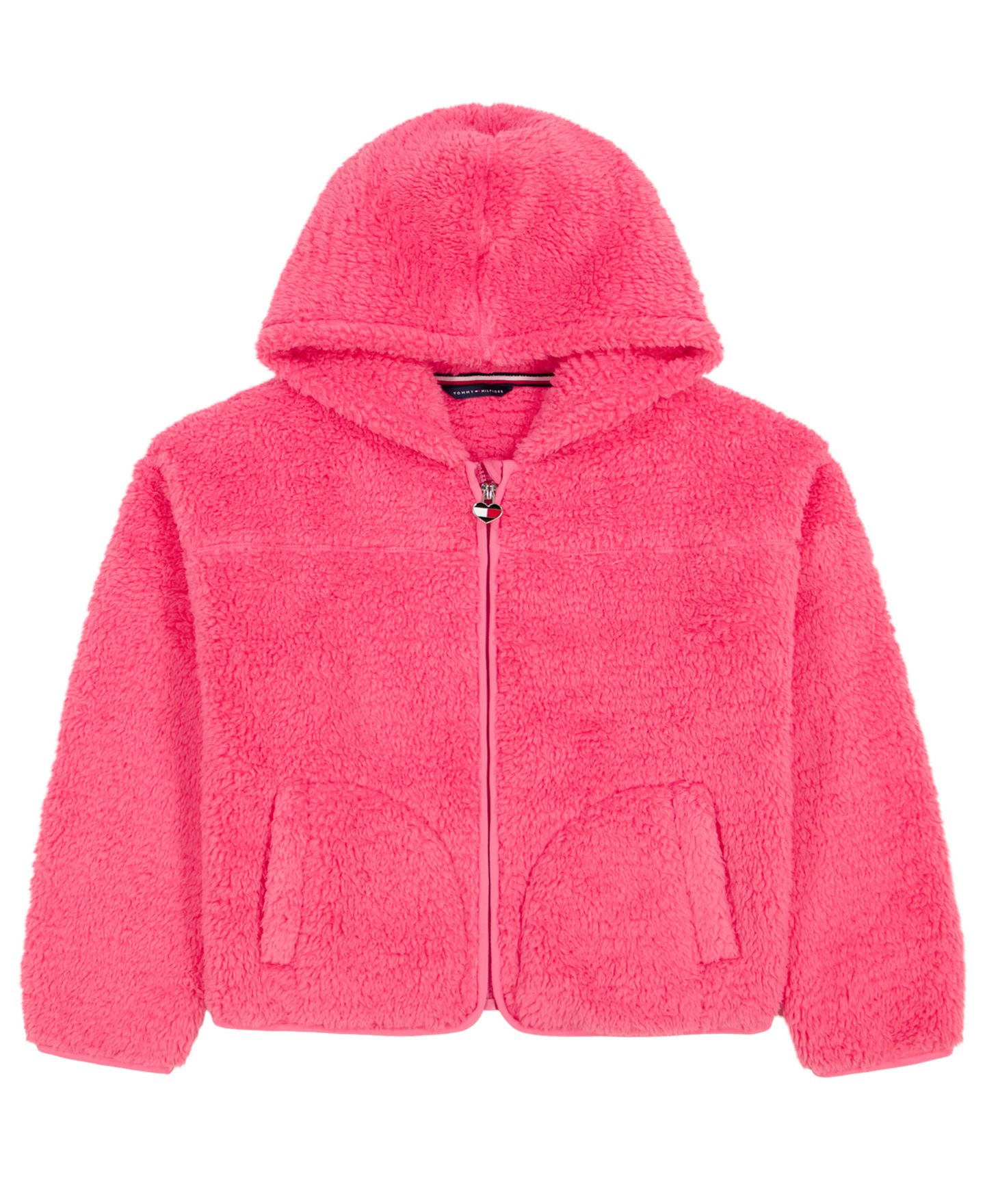 Худи Tommy Hilfiger Minky Faux Fur Hooded Drop-Shoulder для девочек, цвет: Розовый — фото 1