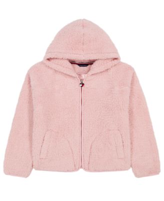 Girls' 7-16 Minky Faux Fur Hooded Drop-Shoulder Hoodie