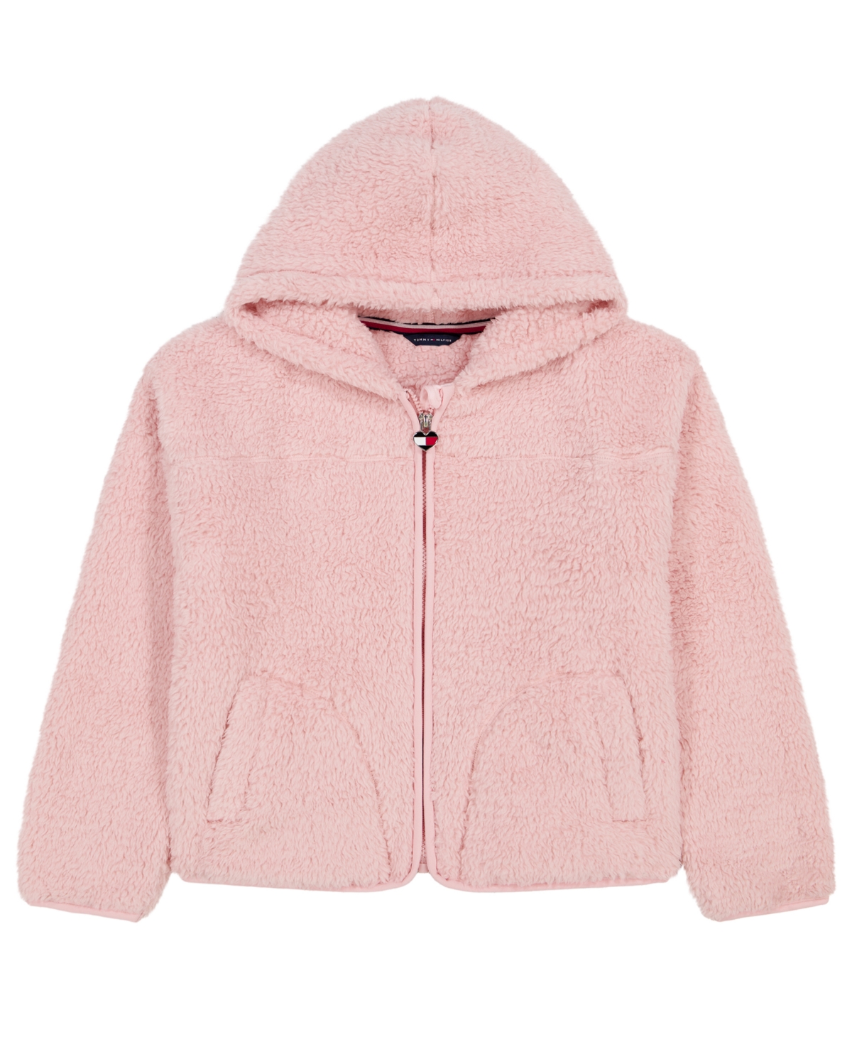 Tommy Hilfiger Girls' 7-16 Minky Faux Fur Hooded Drop-Shoulder Hoodie - Lotus