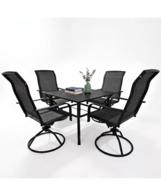 5 Piece Outdoor Patio Set Dining Table with 4 Textilene Swivel Chairs All Weather Outdoor for Garden Backyard Deck