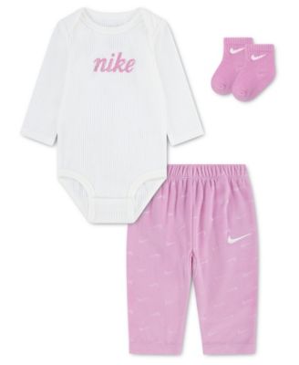 Baby Girls' Dream Float Long-Sleeve Jersey Bodysuit, Pants, and Socks, 3-Piece Set