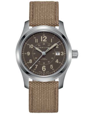 Hamilton - Men's Swiss Automatic Broadway Beige Canvas Strap Watch 42mm H70605993