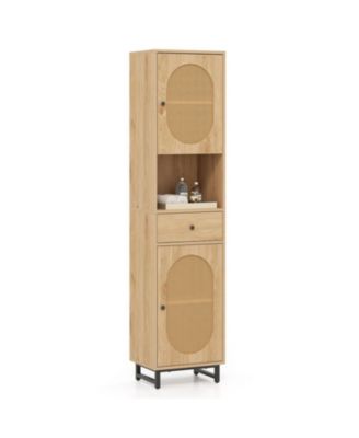 67-Inch Tall Bathroom Floor Cabinet with 2 Doors and Drawer