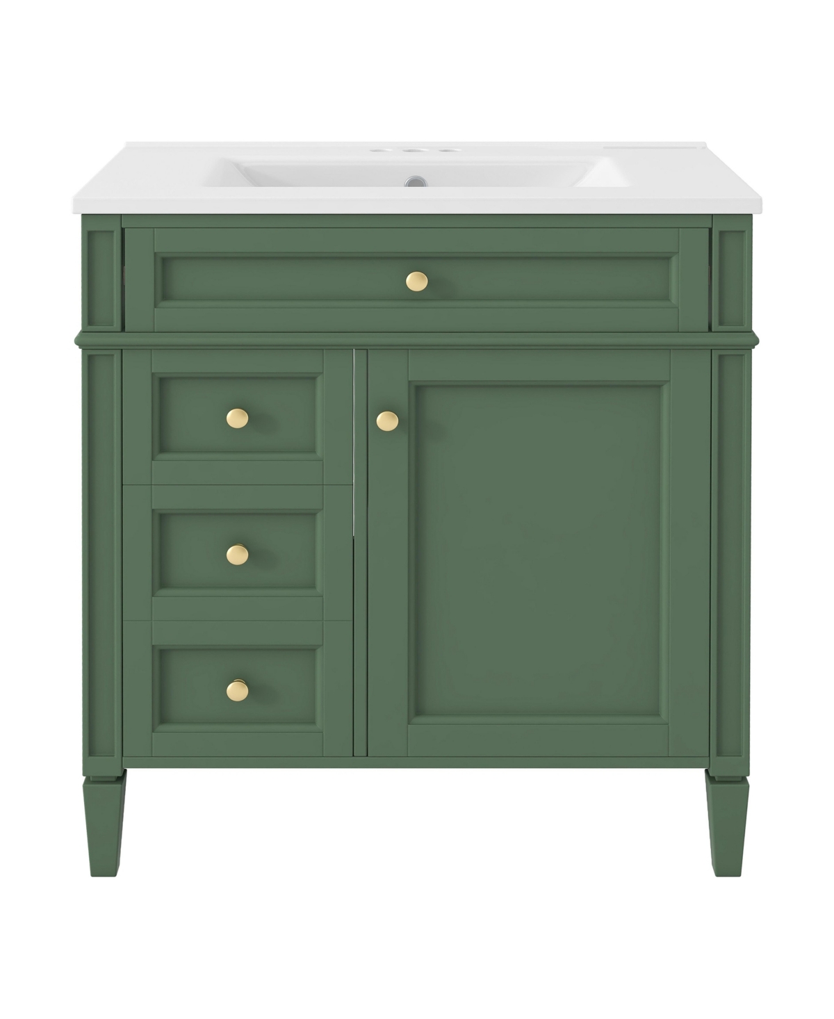 Sillysis 30 Inch Freestanding Bathroom Vanity, Mdf Cabinet with Solid Wood Frame and Legs, Ceramic Integrated Sink, Tip-Out Drawer, Assembly Required