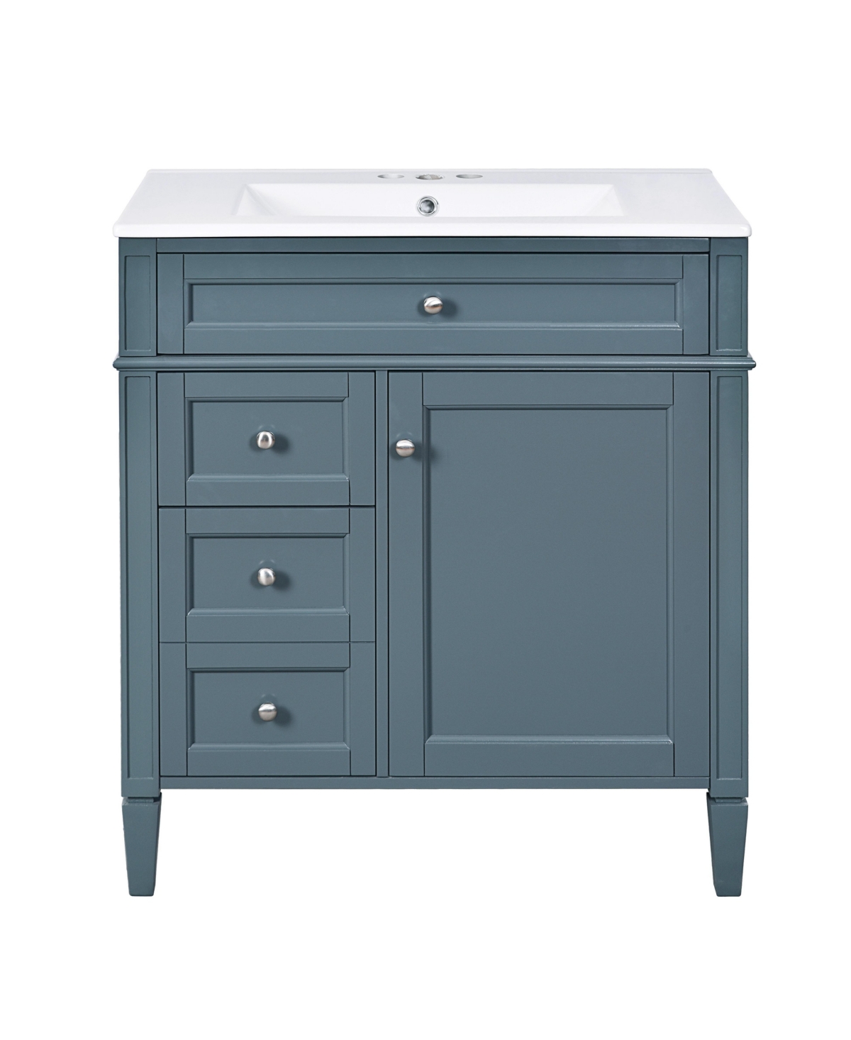 Sillysis 30 Inch Freestanding Bathroom Vanity, Mdf Cabinet with Solid Wood Frame and Legs, Ceramic Integrated Sink, Tip-Out Drawer, Assembly Required