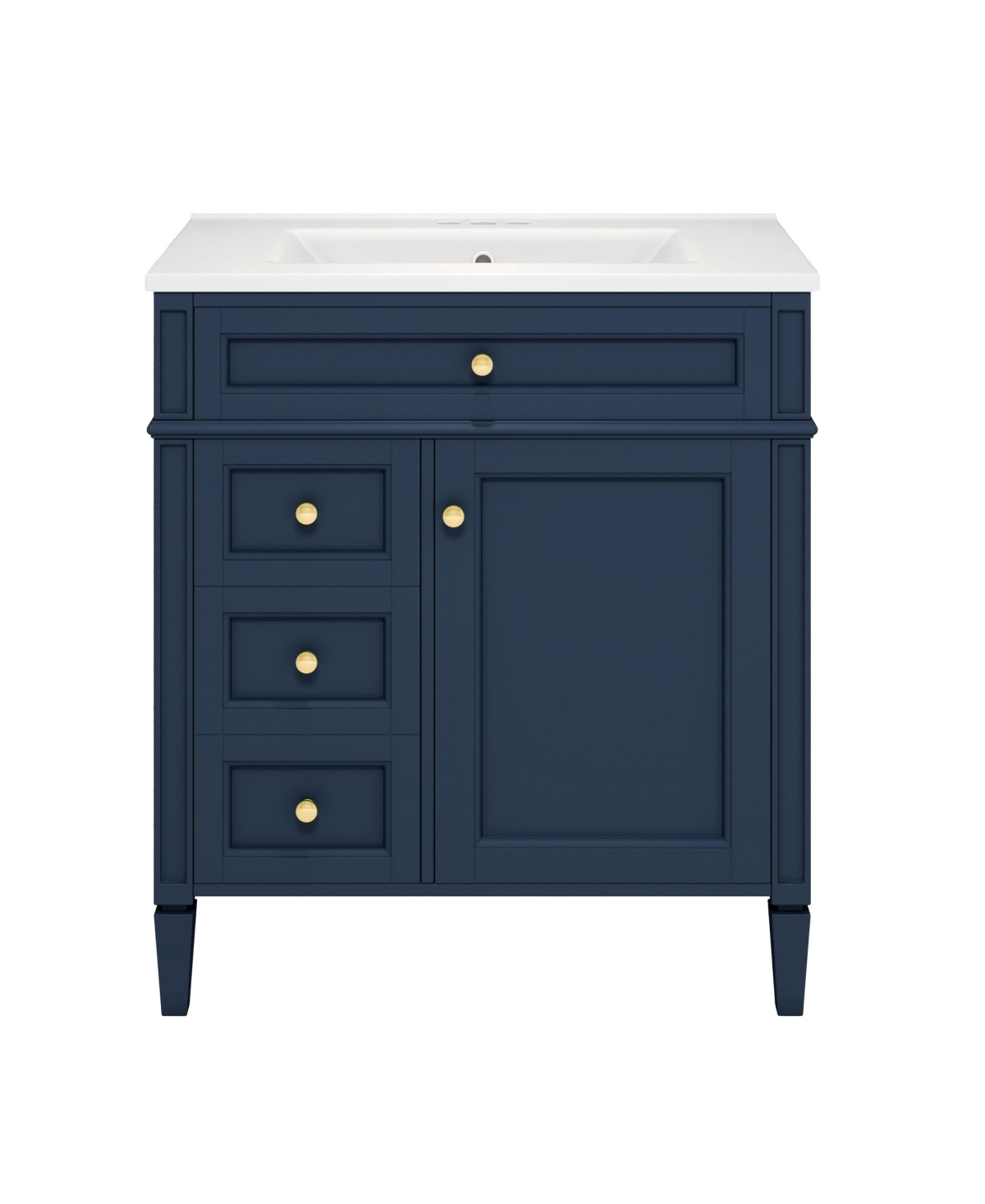 Sillysis 30 Inch Freestanding Bathroom Vanity, Mdf Cabinet with Solid Wood Frame and Legs, Ceramic Integrated Sink, Tip-Out Drawer, Assembly Required