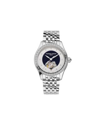 Women's Swiss Automatic Double Heart Beat Silver-Tone Stainless Steel Watch 36mm