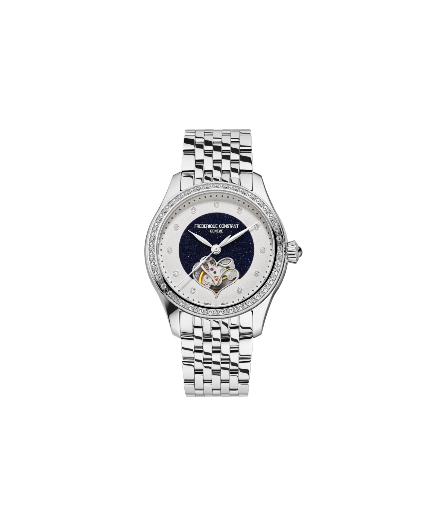 Женские часы Frederique Constant Swiss Automatic Double Heart Beat Silver-Tone Stainless Steel 36mm — фото 1