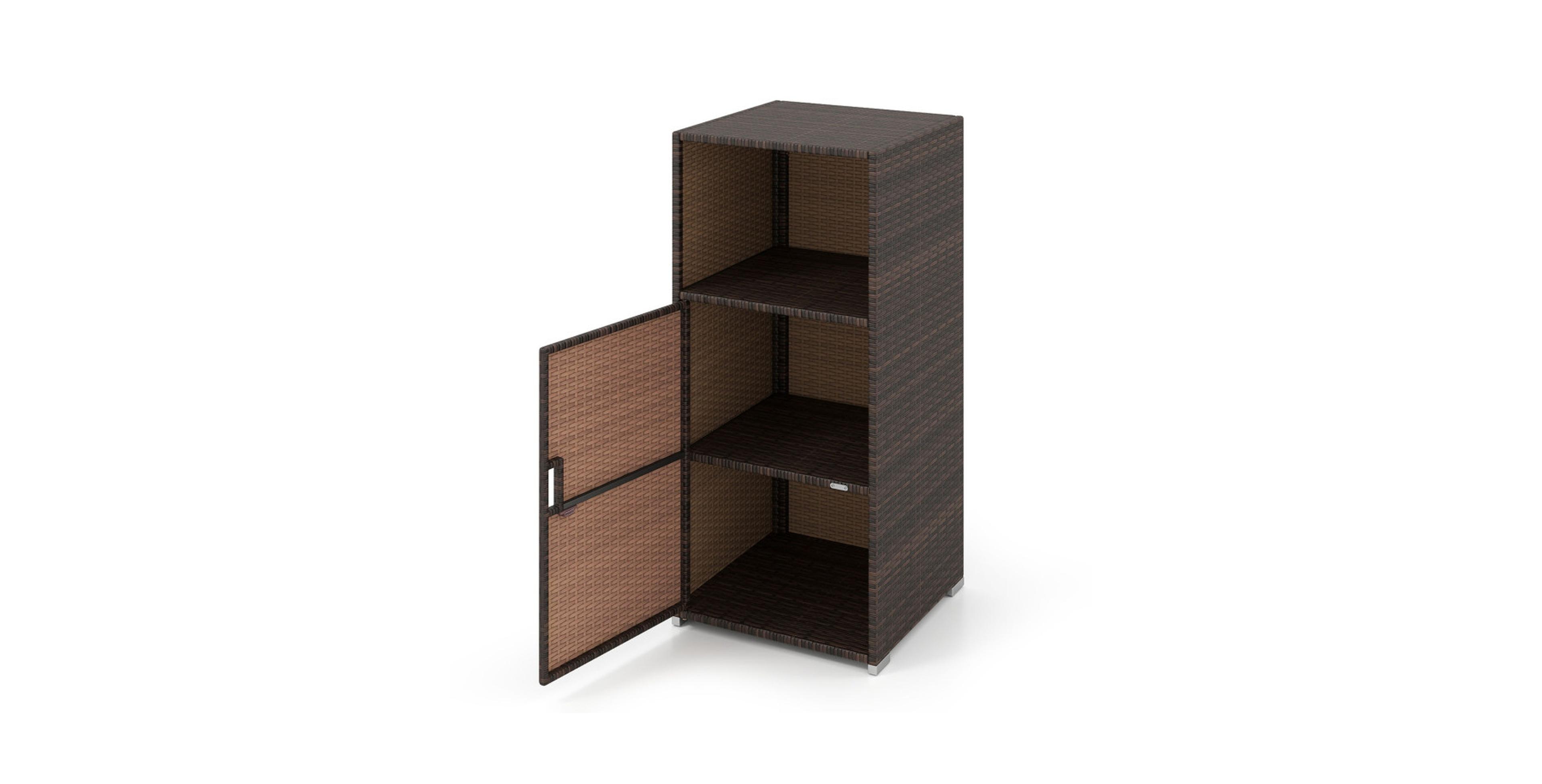 Gouun Compact Pe Wicker Outdoor Cabinet Featuring Open Top Compartment