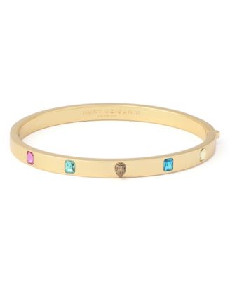 Glass Crystal Gold-Tone Eagle Stone Hinged Bangle Bracelet