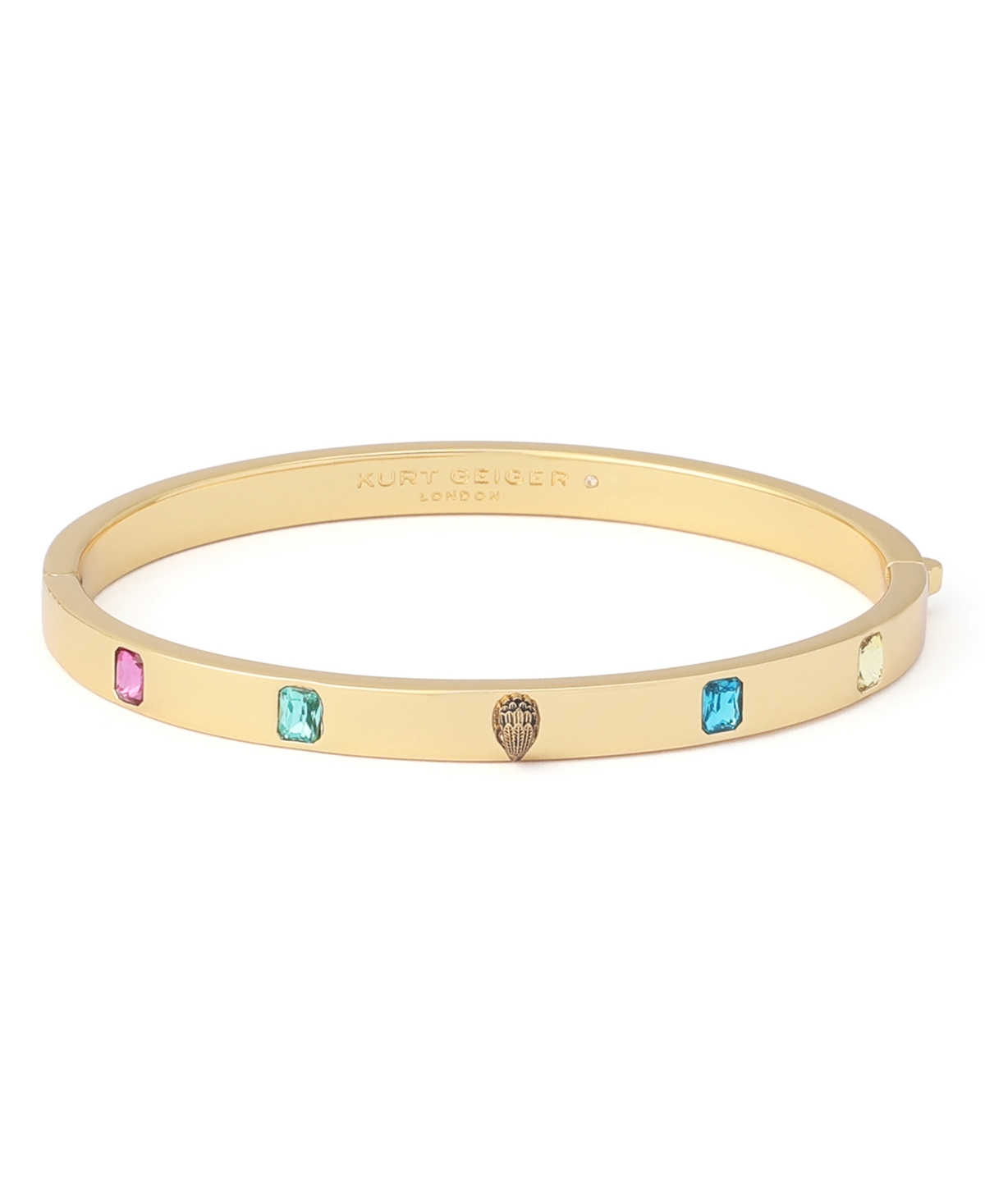Kurt Geiger London Glass Crystal Gold-Tone Eagle Stone Hinged Bangle Bracelet - Multi