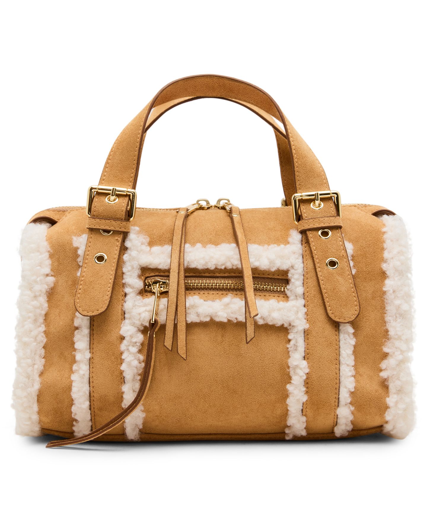 Женская сумка Madden Girl Sherpa Medium Satchel Handbag, цвет: Рыжевато-коричневый — фото 1
