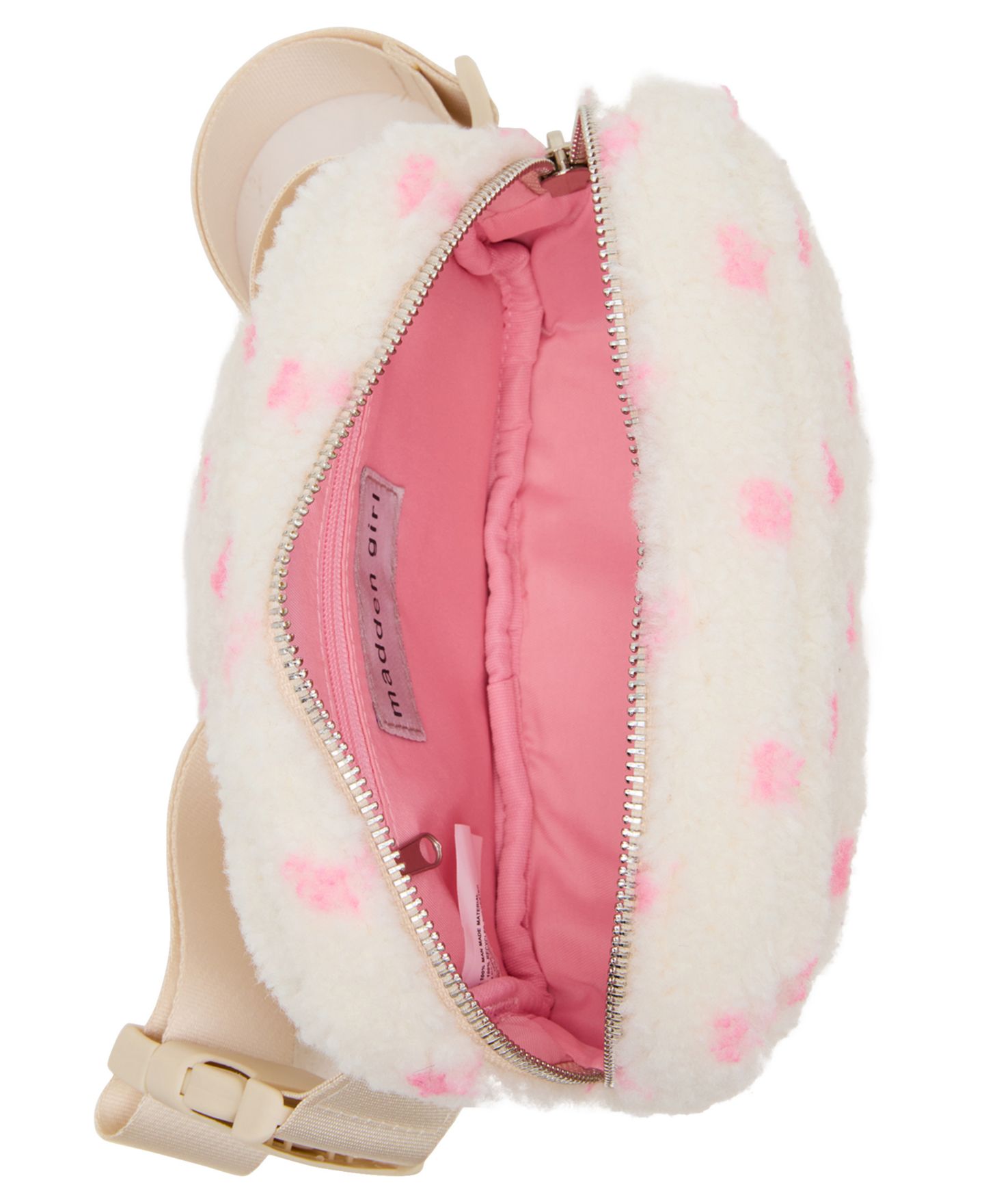 Женская сумка Madden Girl Wren Sherpa Adjustable Small Belt Handbag, цвет: Кремовый — фото 4