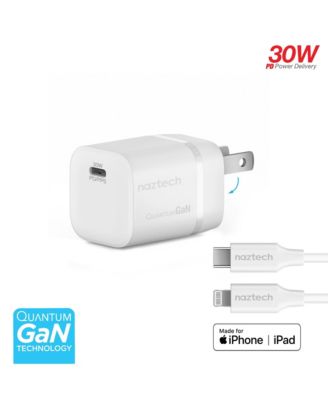 Nexus M30 30W USB-C Power Delivery Wall Charger with 6ft MFi Lightning Cable, Compatible with iPhone 8-14, iPad