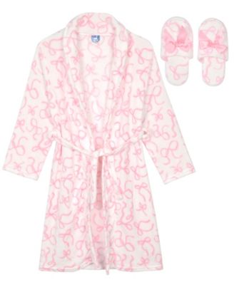 Girls' 7-16 Long-Sleeve Shawl-Collar Robe and Slippers, 2-Piece Set