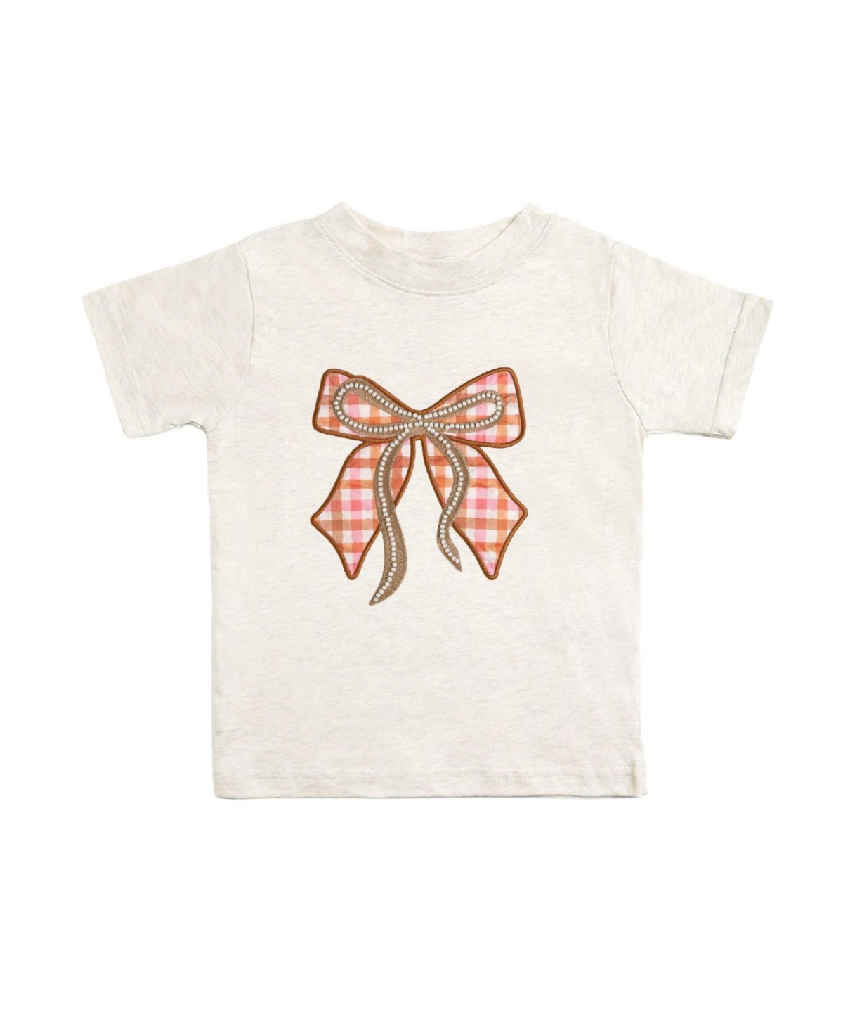 Sweet Wink Baby Girls' Plaid-Bow Cotton-Blend T-Shirt - Natural heather