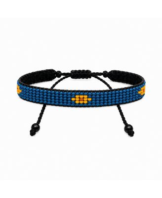 Summer Warmth Bracelet in Yellow with Orange flower with Blue Accents