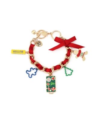 Gold-Tone Baking Cookies Toggle Charm Bracelet