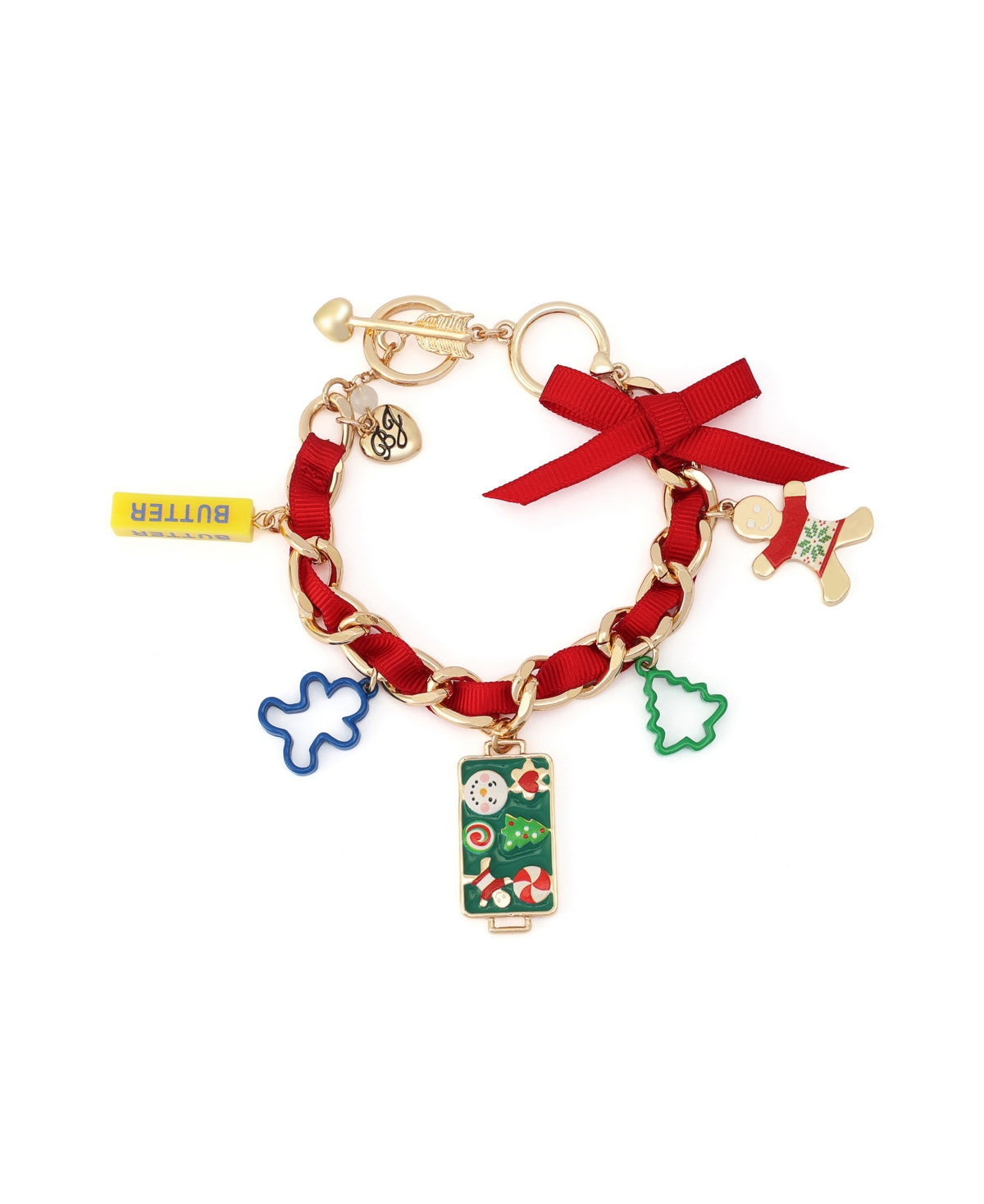 Betsey Johnson Gold-Tone Baking Cookies Toggle Charm Bracelet