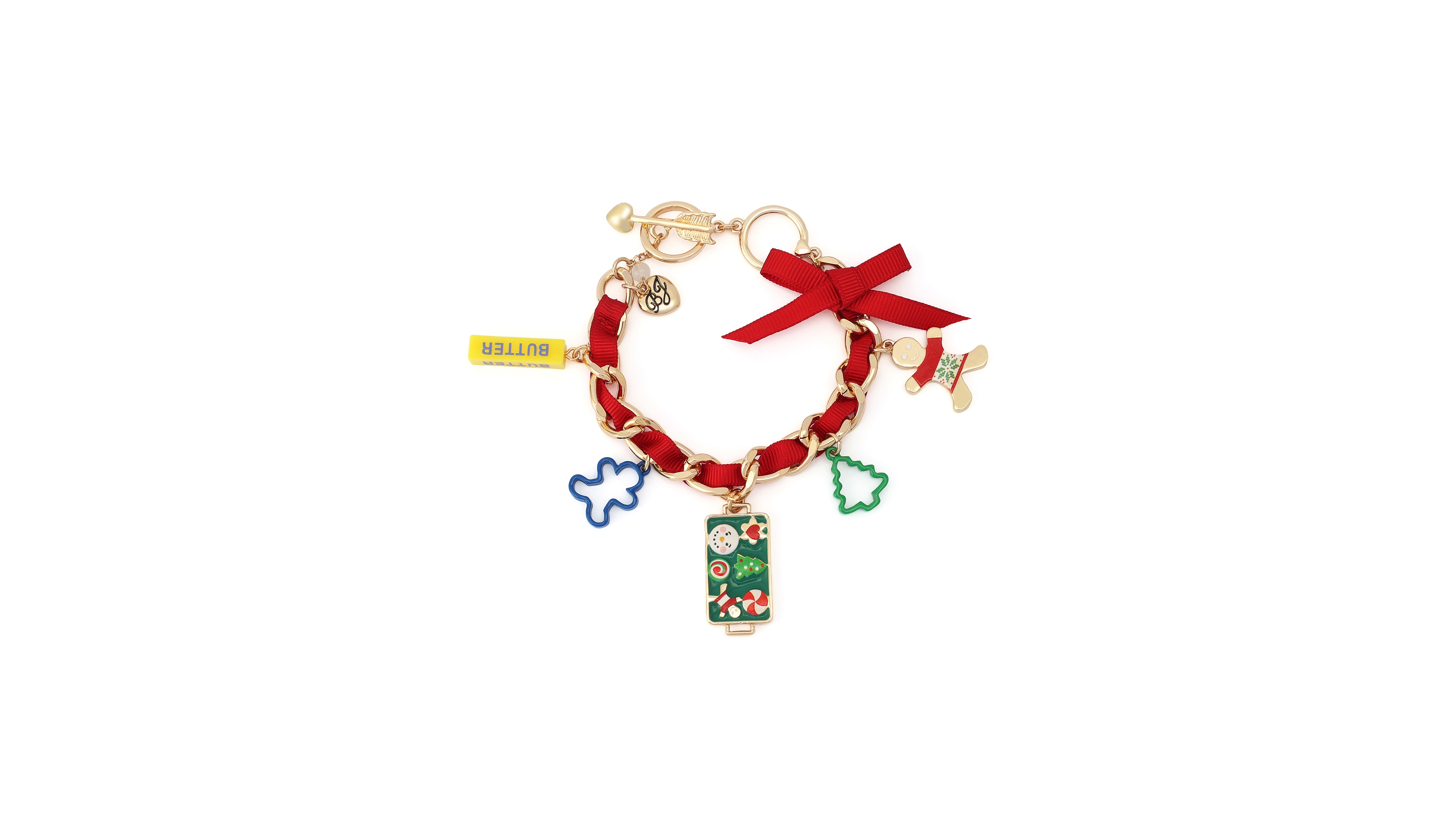 Betsey Johnson Gold-Tone Baking Cookies Toggle Charm Bracelet