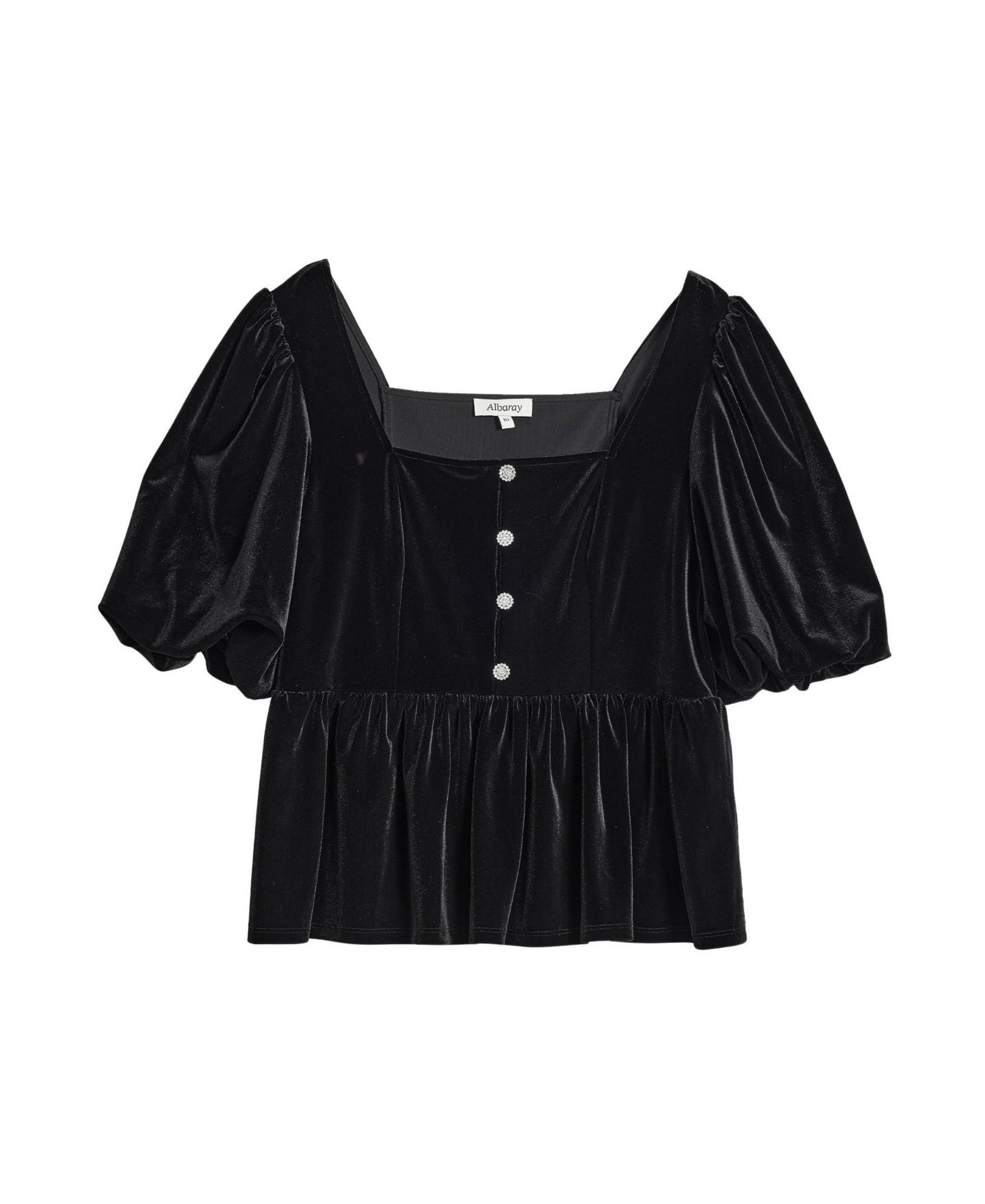 Женский топ Albaray Square-Neck Puff-Sleeve Velvet, цвет: Чёрный — фото 5
